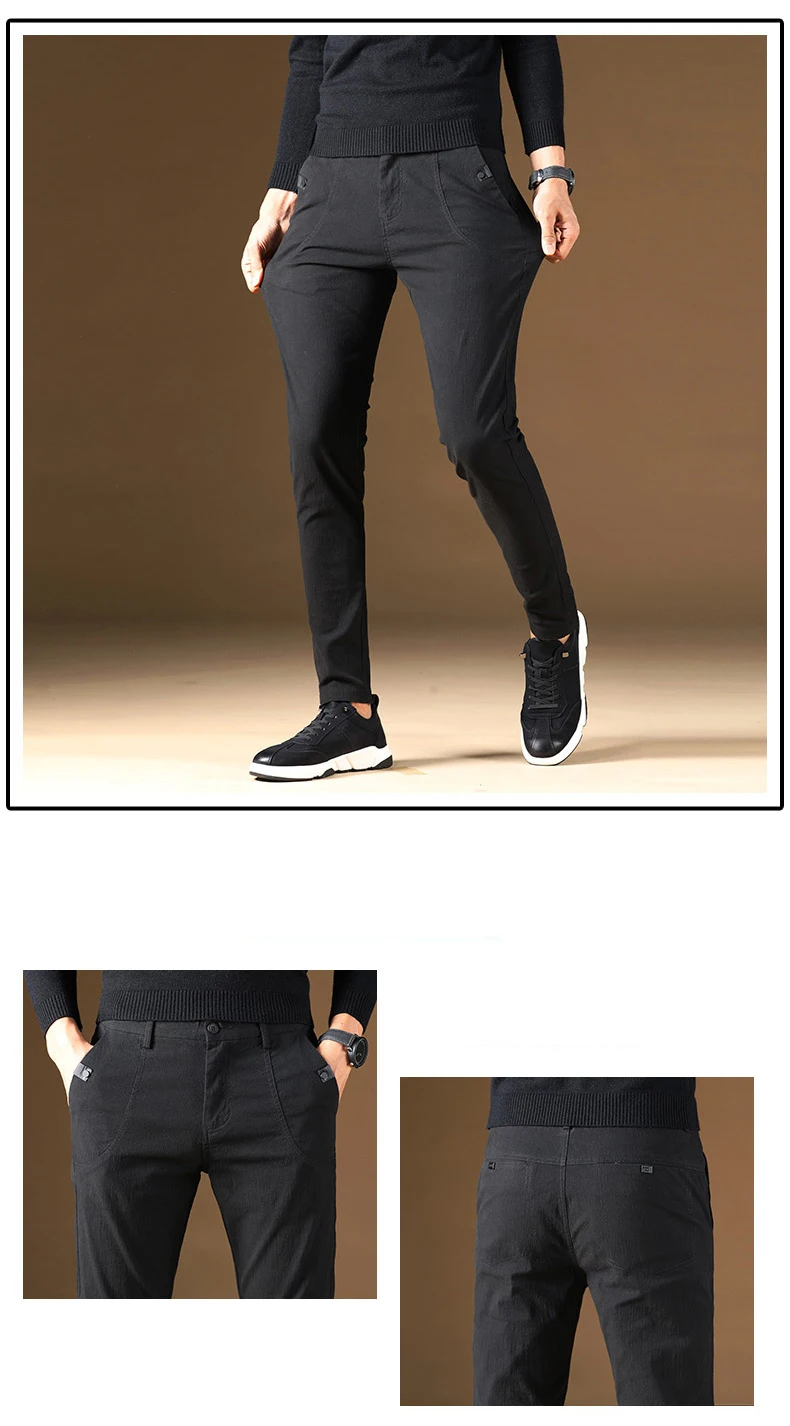 Vomint мужские брюки s Новые повседневные деловые облегающие Стрейчевые брюки мужские брюки из хлопка для работы сплошной цвет
