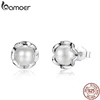 BAMOER 925 Sterling Silver Cultured Elegance Stud Earrings With White Fresh Water Cultured Pearl Sterling Silver Jewelry PAS420 ► Photo 1/6