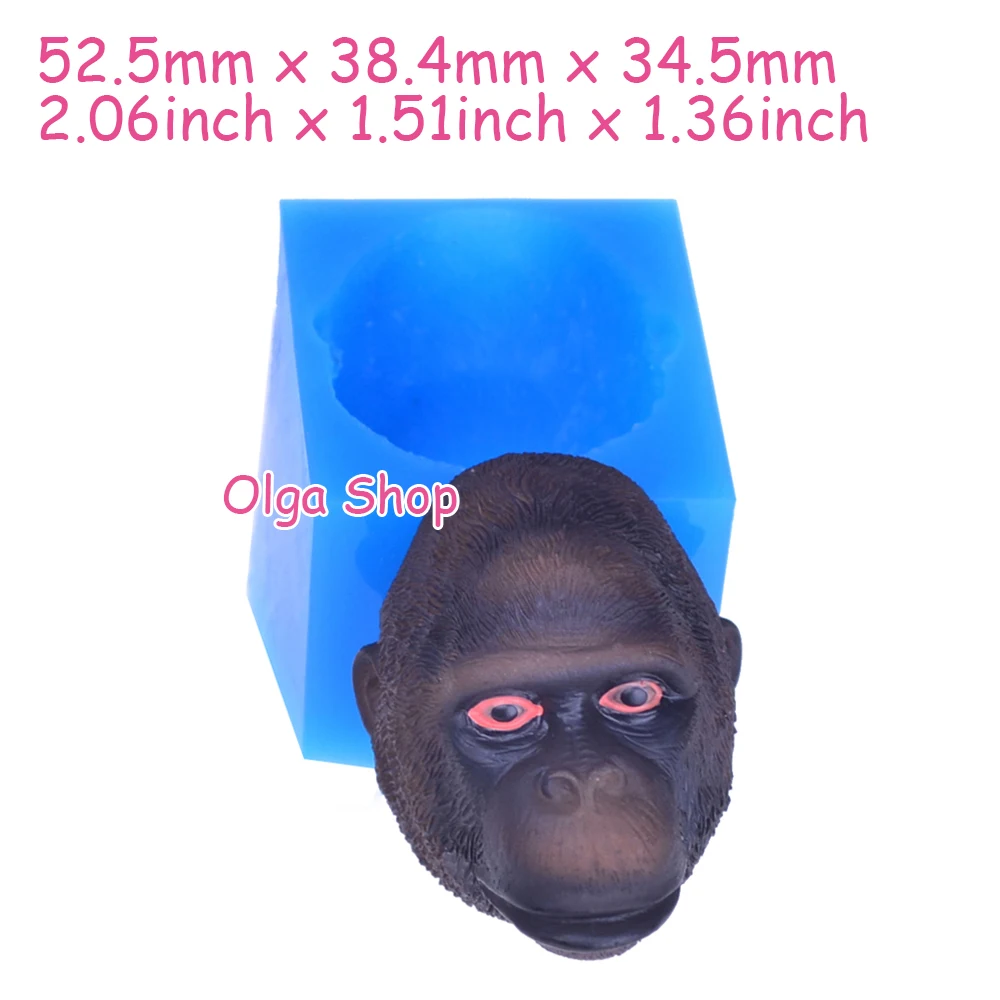 DYL325 52.5mm x 38.4mm 34.5mm Gorilla Head Silicone Mold Fondant Cake Decoration Candy Resin Clay Earrings Necklace Craft Soap | Дом и сад
