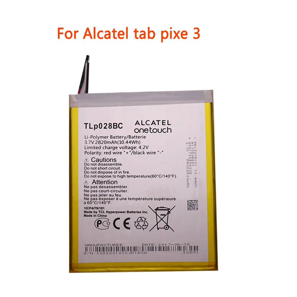 

high quality Mobile Phone Battery 2820mAh TLP028BC/TLp028BD Battery For Alcatel tab pixe 3 Cell Phone Battery