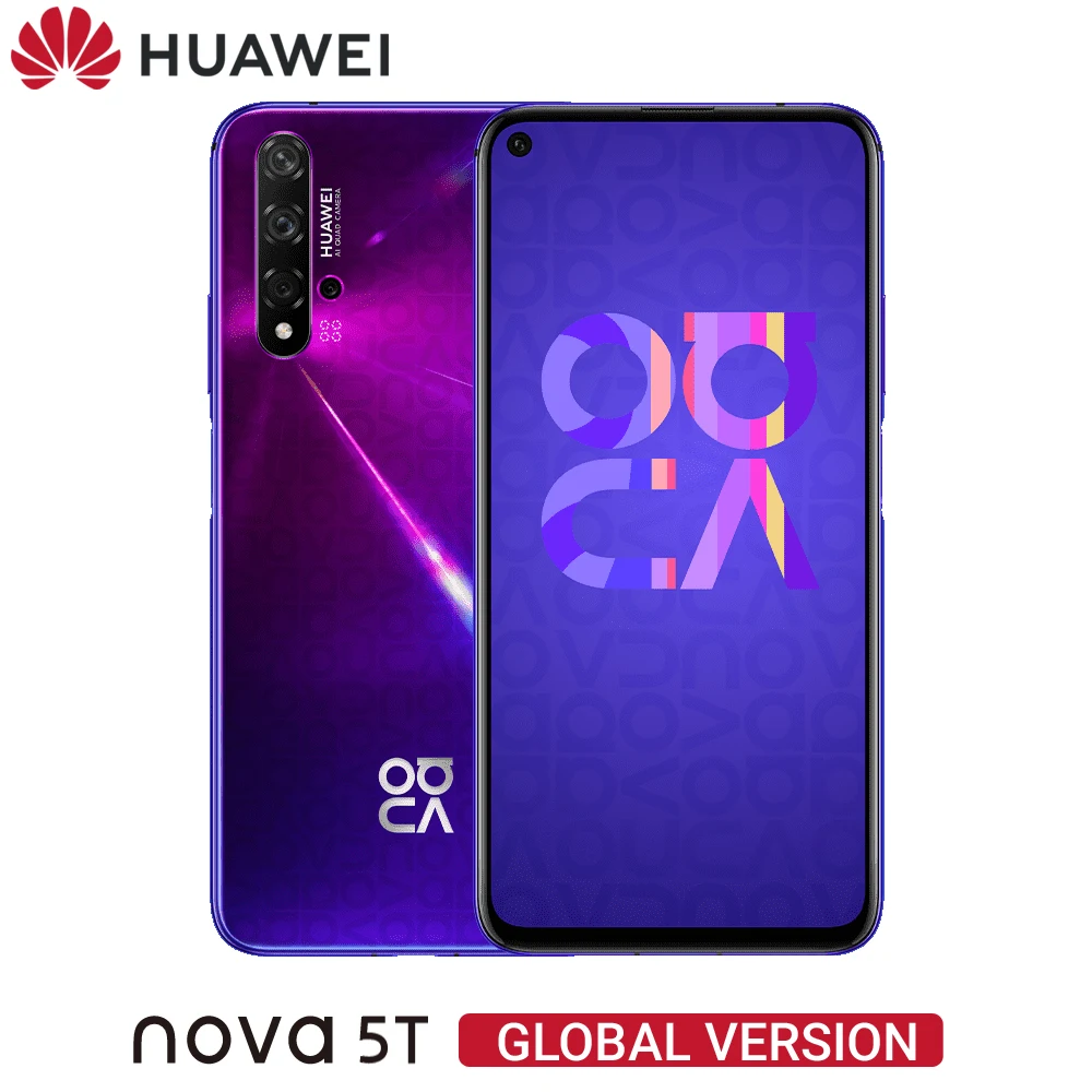 Huawei nova 5T глобальная Версия 8GB 128GB смартфон NFC мобильный телефон 48MP пять AI камера 6,26 дюймов huawei Kirin 980 3750 mAh