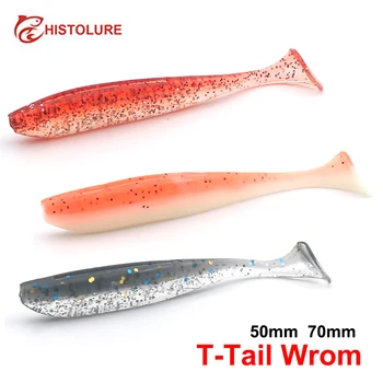 HISTOLURE YR02 Soft Fishing Lures T-Tail Wrom 70mm/20PCS Bass Artificial...