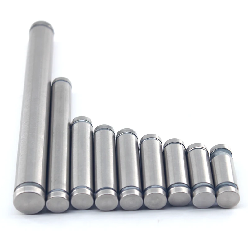 

(Pack/20 units) Φ12xL50mm Brushed Satin Silver Solid Stainless Steel Mount Hardware, Sign Standoffs with 2 Head
