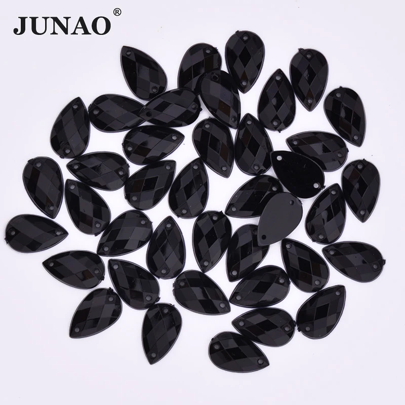 JUNAO 8*13 мм Пришивные черные стразы для платья | Дом и сад
