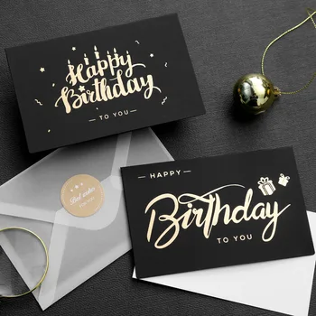 

Creative Business Card Birthday Greeting Thanksgiving Christmas Day Bronzing Greeting Card Retro Folding Type Party Card