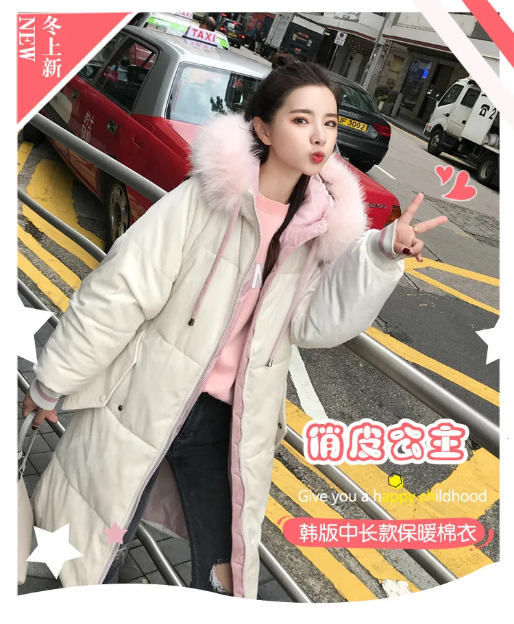 Colorful Fur Coat Hooded Winter Down Coat Jacket Velvet Warm Loose Cotton padded Wadded Parkas Big Pocket