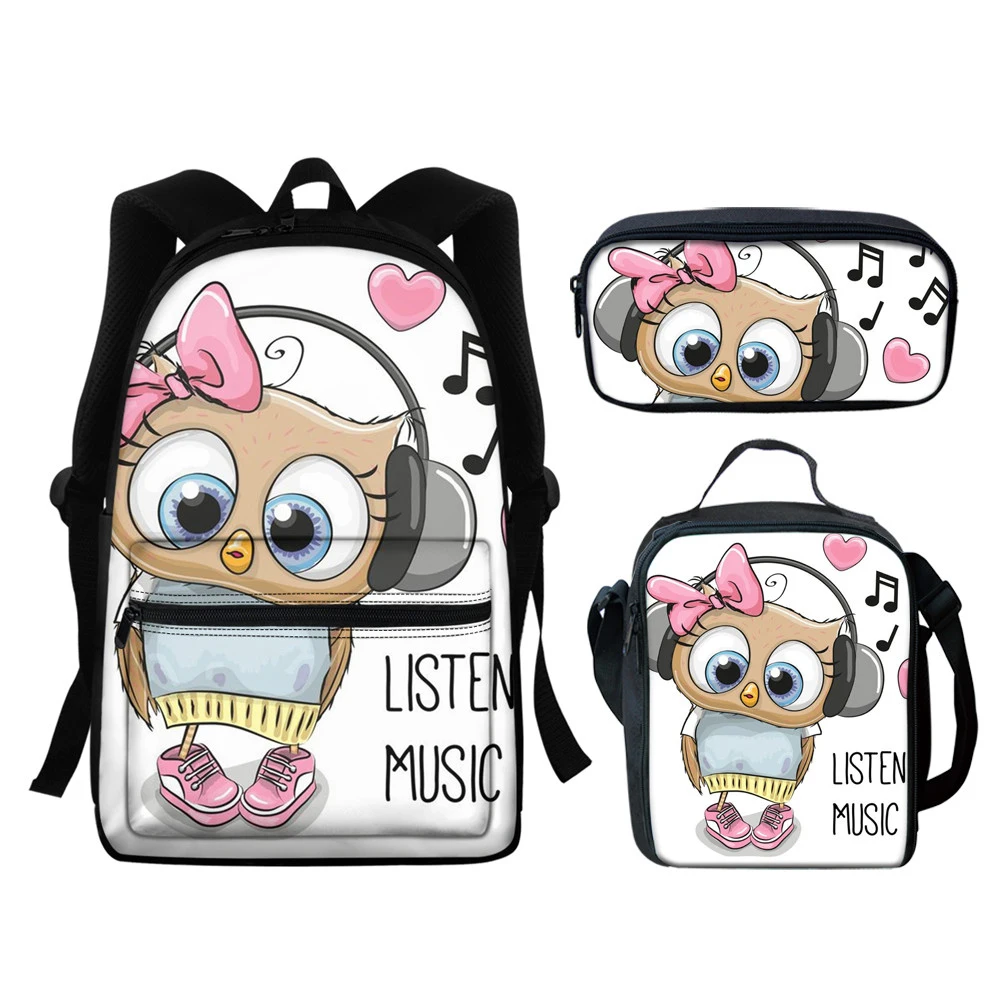 Fashion 3PCS School Bags For Student Boys Girls Cartoon Kawaii Owl Backpacks Set High Quatily Custom Bag Kids sac