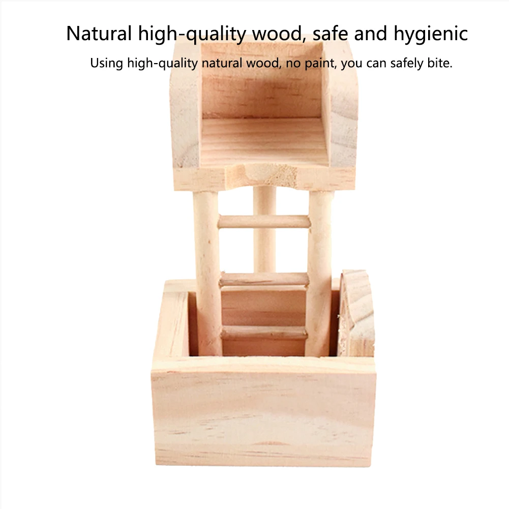 2 In 1 Wooden With Ladder Bed Playing Hamster Toy Climbing Small Pet Cage Gift Accessories Squirrel Nest Sleeping