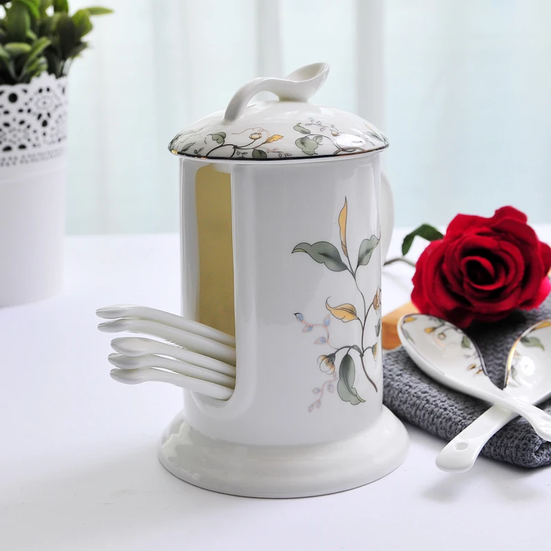 Ceramic Soy Sauce Bottle Oil Pot Spice Shakers Seasoning Jar Chopsticks Holder Spoon Rack Toothpick Box Tray Kitchen Accessories
