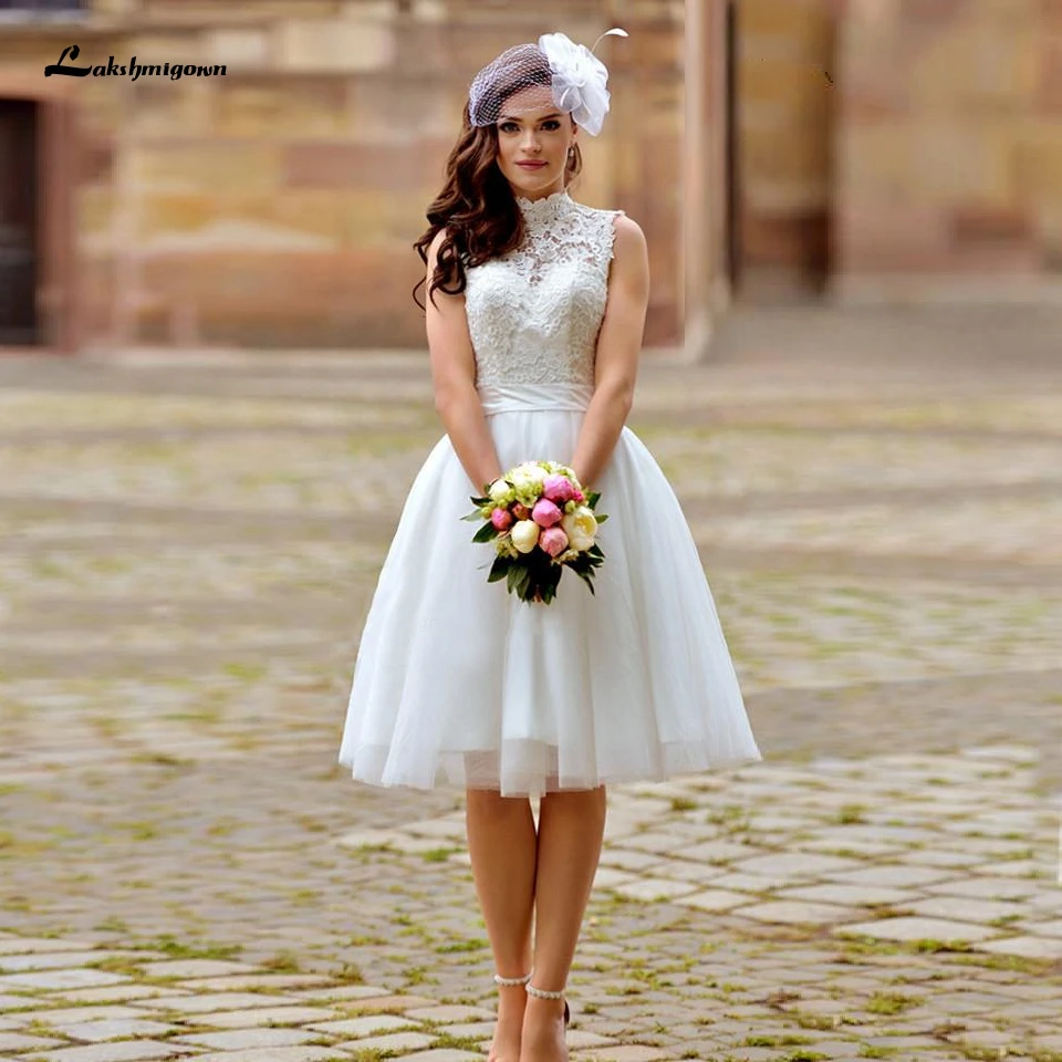 Винтажные 1950s кружевные свадебные платья длиной до колена Robe Mariage белые с открытой спиной сексуальные свадебные вечерние платья летние пляжные платья