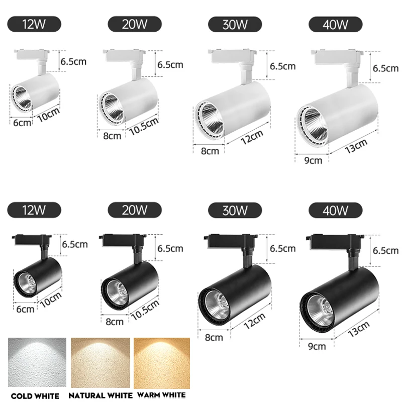 Set LED Track Light Fixture Ceiling Spots Lamps Led COB Track Lights 12W 20W 30W 40W Rail For Kitchen Shop Home Store Bedroom 6