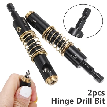 

2pcs HSS Hex Shank Brass Self Centering Hinge Twist Drill Bits 5mm+1/4inch Screw Hole Saw Woodworking Reaming Cabinet Tools