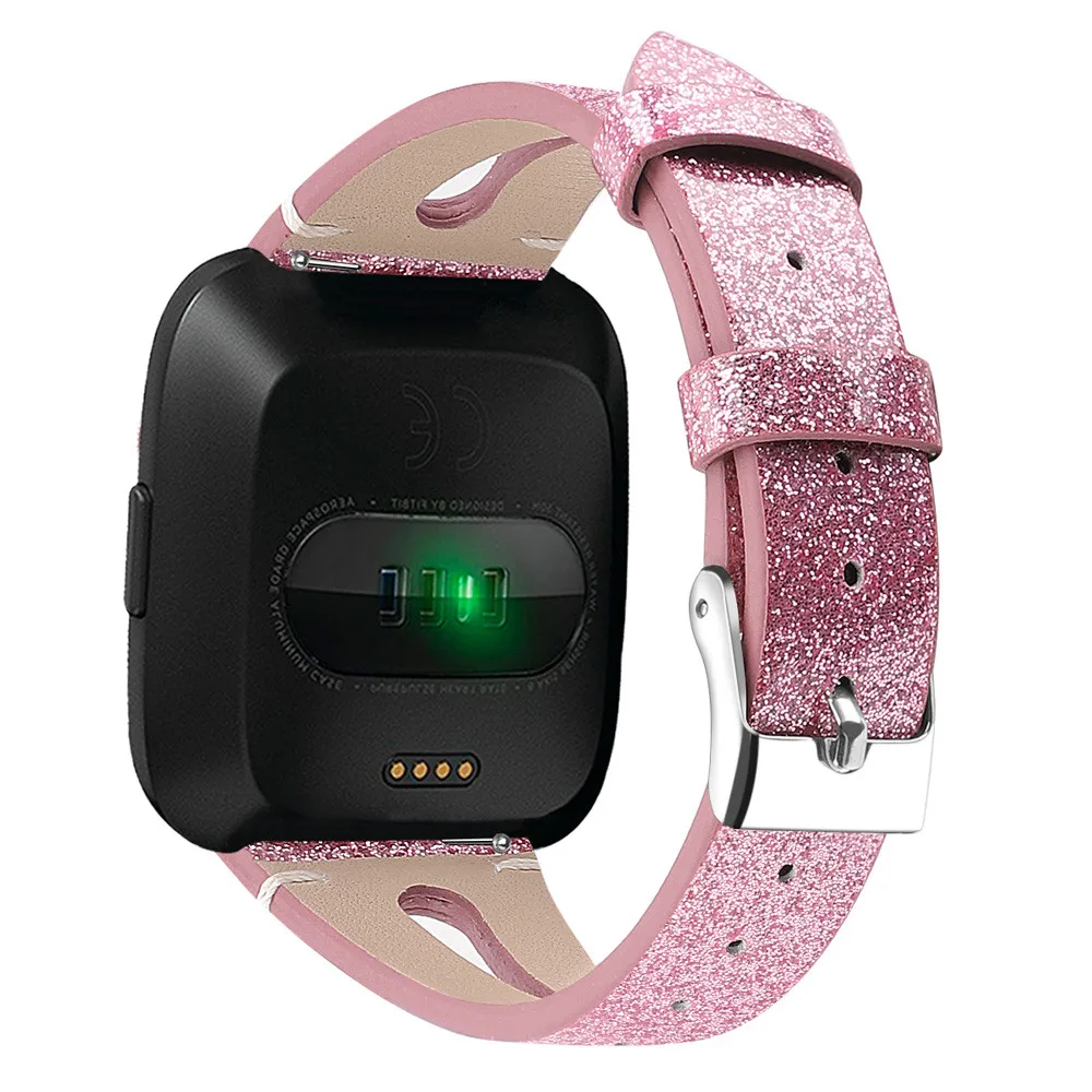 ГОРЯЧИЕ продажи PU+ кожа часы с яркими украшениями Bling Band Браслет для Fitbit Versa Смарт часы ремешок дропшиппинг