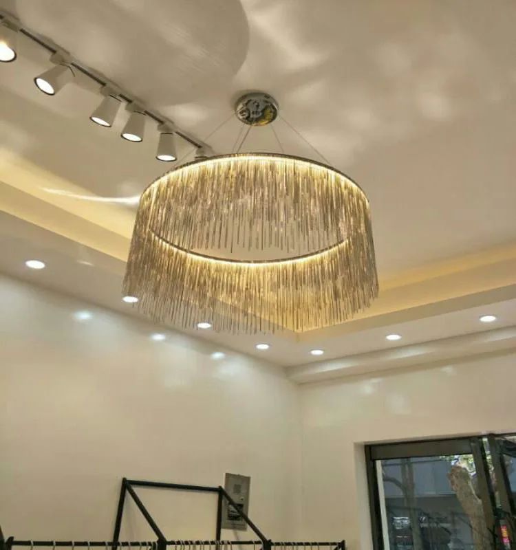 Постмодерн с кисточками алюминиевая цепь droplight Роскошная гостиная столовая атмосфера вилла droplight