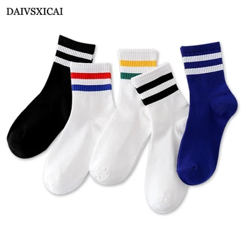 

5Pairs/lot=10Pieces Retro Harajuku Style Long Tube Cotton Women's Socks Autumn Winter Two Bars Ladies Sports Socks