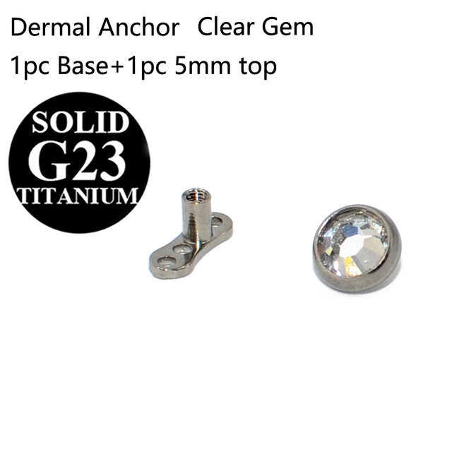 G23 Titanium Micro Dermal Anchor Skin Diver Flat CZ Gem Fashion Dermal Piercings Surface Piercing Stud Body Piercing Jewelry