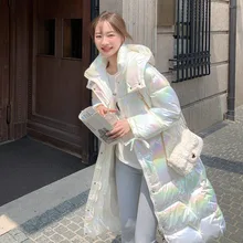 

Winter Korean Version of The New Bright Face Long Over-the-knee Down Padded Coat Women's Suit Winter Jacket