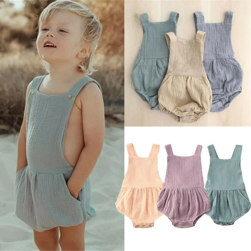 solid sleeveless backless newborn baby girl romper infant kids girl rompers