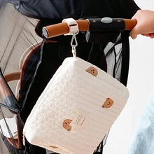 

Mommy Single Shoulder Bag Zipper Embroidery Cute Bear Print Creamy Color Mom Bag Outing Baby Stroller Diaper Bags