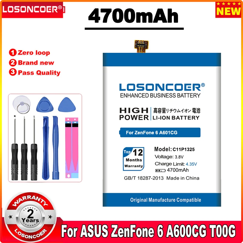 LOSONCOER 4700 мАч Новый C11P1325 Аккумулятор для ASUS ZenFone 6 A600CG T00G A601CG литий-полимерный