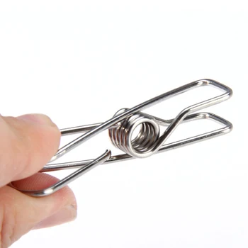 

60PCS Stainless Steel Wire Clamp High Flexibility Clamps Multi-Purpose Metal Clips Sturdy Anti-Rust Clothes Pegs Clips Silver