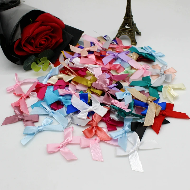 Ribbon Decoration Satin Ribbons Ribbon Supplies Satin Ribbon 50-200 Pcs/pack Ribbon Bows Small Size Satin Ribbon Bow Flower Craft Decoration
