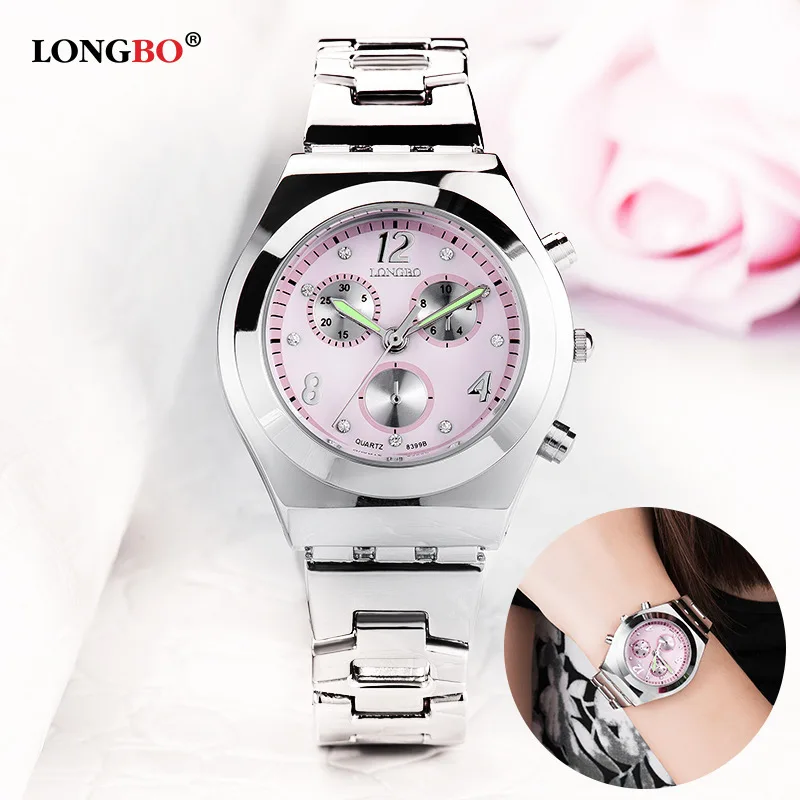 

LONGBO 8399 Steel Belt Fake Three-Eyed Ladies' Watch Cool Quartz WOMEN'S Watch