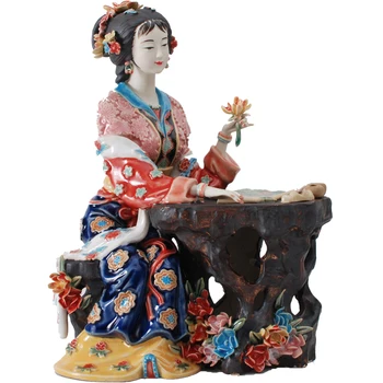 

Female Figure Statue Figurines Figurative Home Decorations L3391 Ceramic Angels Porcelain Antique Chinese Classical Painted Art