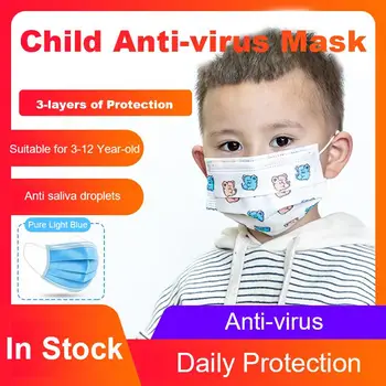 

Disposable Children's Masks 3-Ply Anti-virus Masks For Kids Anti Influenza Breathing Safety Mouth Mask PM2.5 Respirator 1PC