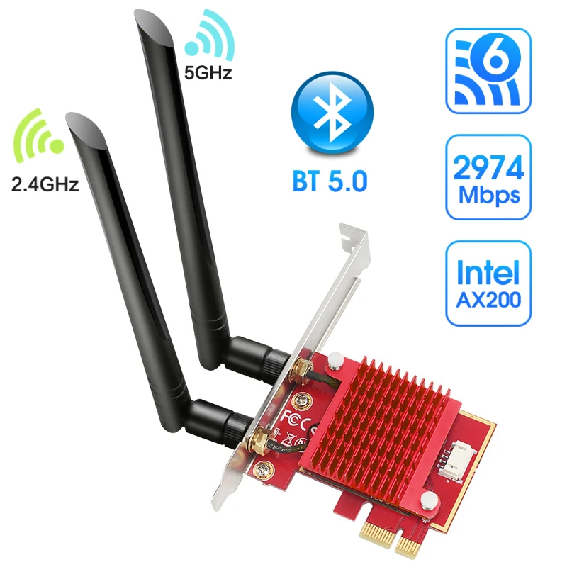 Adaptador WIFI Intel ax200 5 GHZ, antena ax200ngw, Dongle Wifi 6, tarjeta de  red Bluetooth 5 GHZ, Pci Express para PC|Tarjetas de red| - AliExpress