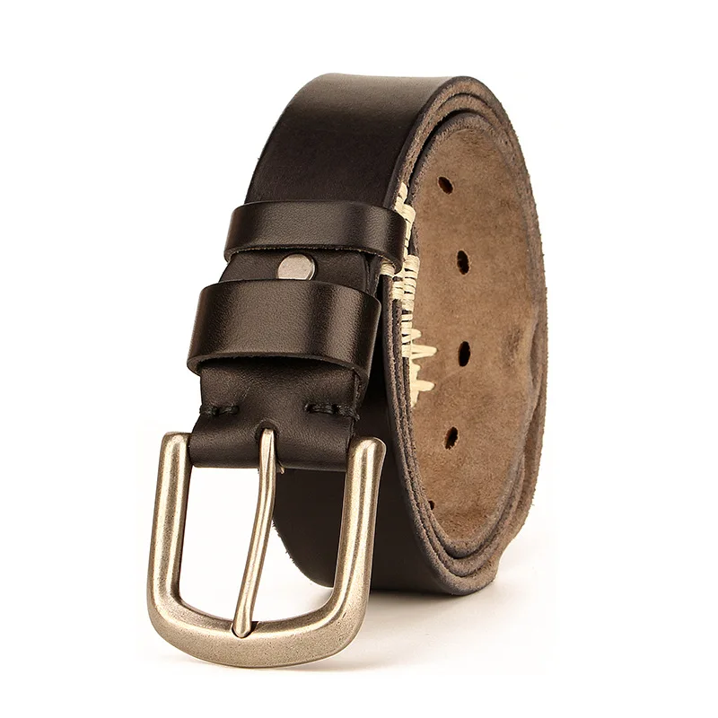 

The new luxury high-end authentic 100% first layer cowhide belt washed retro men's belt hand-stitched personalized jeans belt