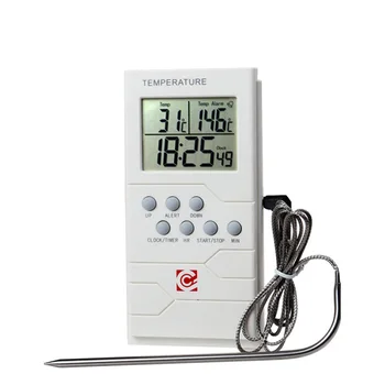 

LCD Display Kitchen Thermometer With Timer Single Probe Cooking Meat Thermometer for Meat Water Milk Cooking Food Probe BBQ