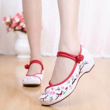 

Vintage Women's Chinese Embroidery Strap Canvas Loafers Flat Causal Shoes Plus Sizes 34-41