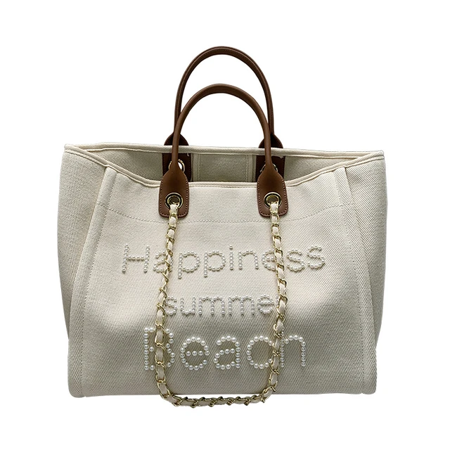 New Women Tote Bag Fashion Canvas Large Handbag Chains Genuine Leather Shoulder  Bags Ladies Big Messenger Bag Shopping Bag - AliExpress
