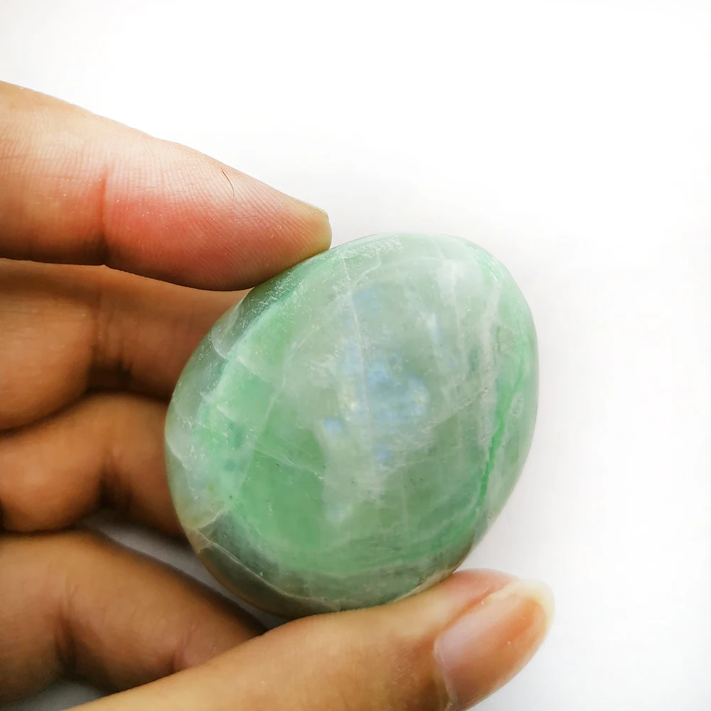 Редкий Натуральный зеленый лунный камень, полированный кварцевый кристалл, пальмовые каменные минералы, образец рейки, исцеляющий кристалл, домашний декор
