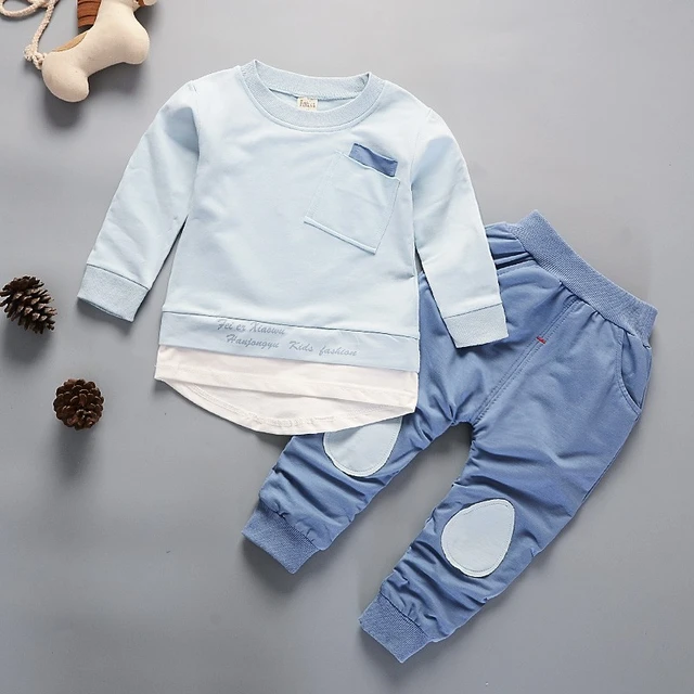 Fashion Children Clothing Spring Autumn Baby Girl Clothes Set Boys Cotton Jacket Pants 2 Pieces Toddler Costume Kids Tracksuits JG kd2 F Blue