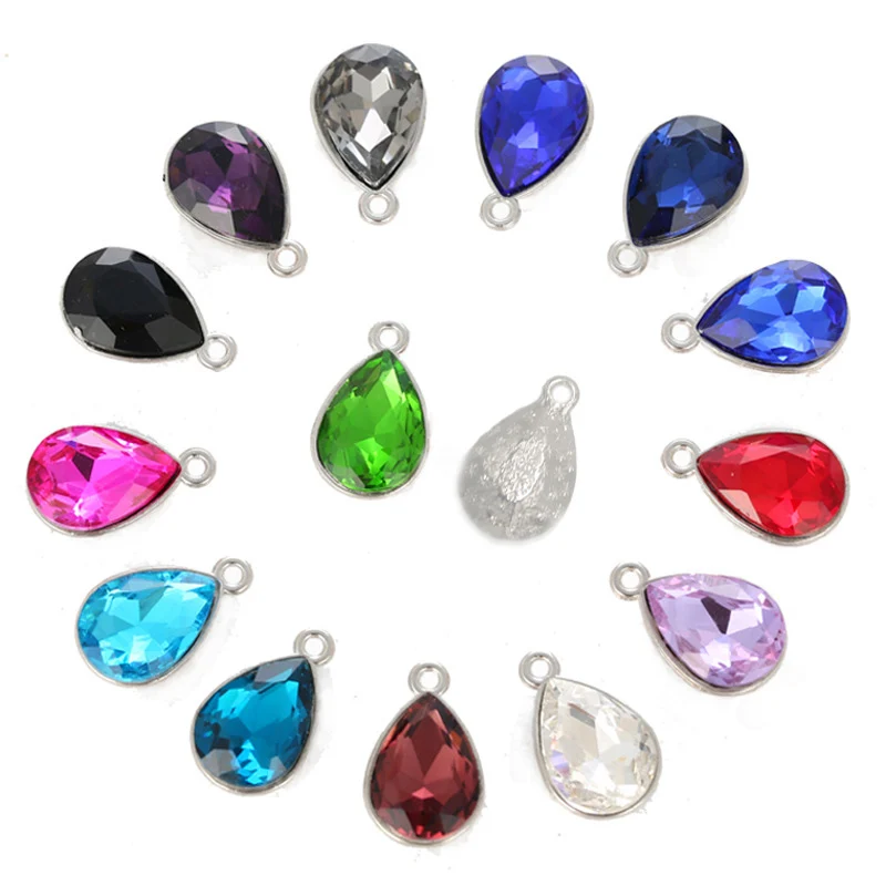 10pcs 7X10MM Waterdrop Shape Claw Drill Glass Rhinestones Charms Pendants For DIY Earrings Bracelet Jewelry Making Accessories