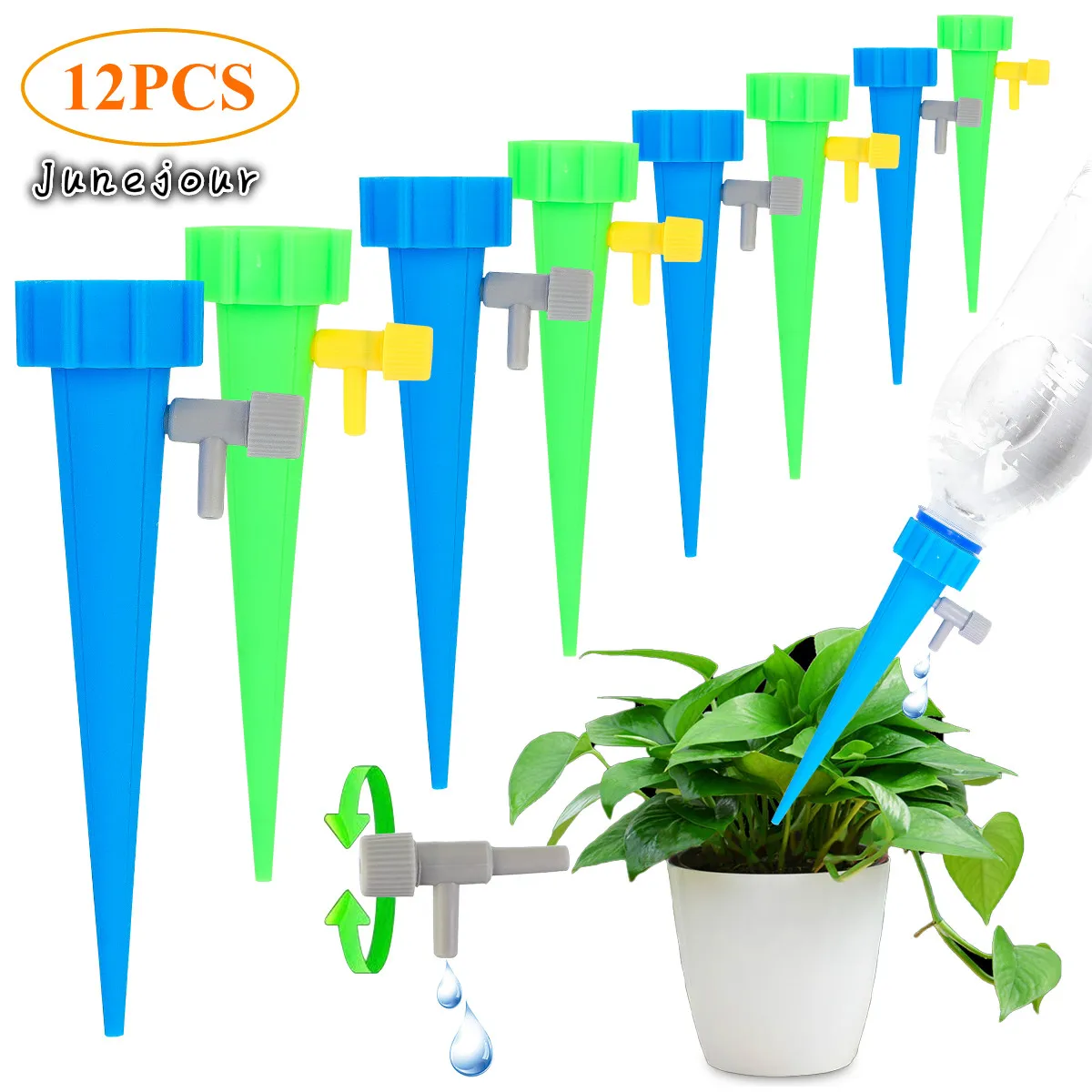 

12Pcs Automatic Drip Irrigation Tool Spikes Flower Plant Garden Supplies Useful Self-Watering Device Adjustable Waterer Tools