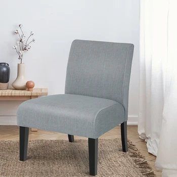 

Modern Minimalist Armless Armless Upholstered Cozy Fabric Chair High Resilience Padded Seat Solid Rubber Wood Frame Chair