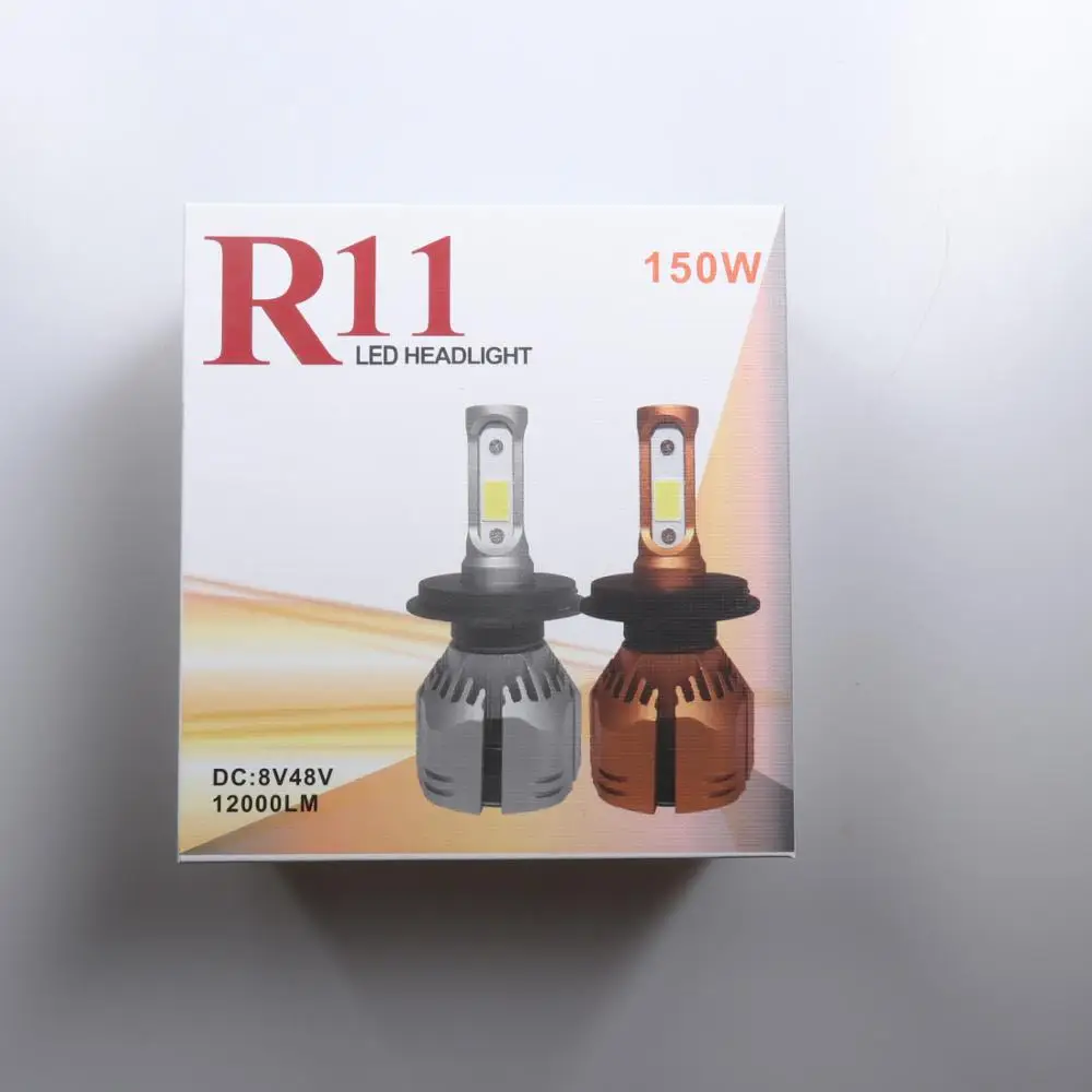 Недавно 150W R11 светодиодные фары H1 H3 H7 H8 H11 880 881 9005 9006 H4 комплект COB 12000LM 72W фары дальнего света противотуманная фара HID сменный