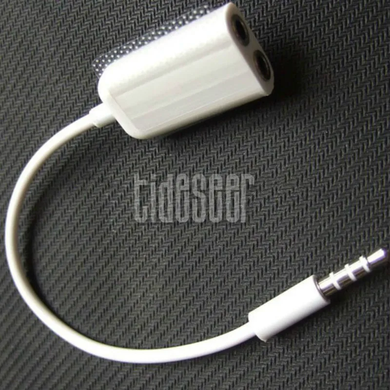 3 5mm Earphone Headphone 1 Male to 2 Dual Female Y Splitter Stereo Audio Cable Adapter Jack For iPhone Tablet PC MP3 4 2000pcs