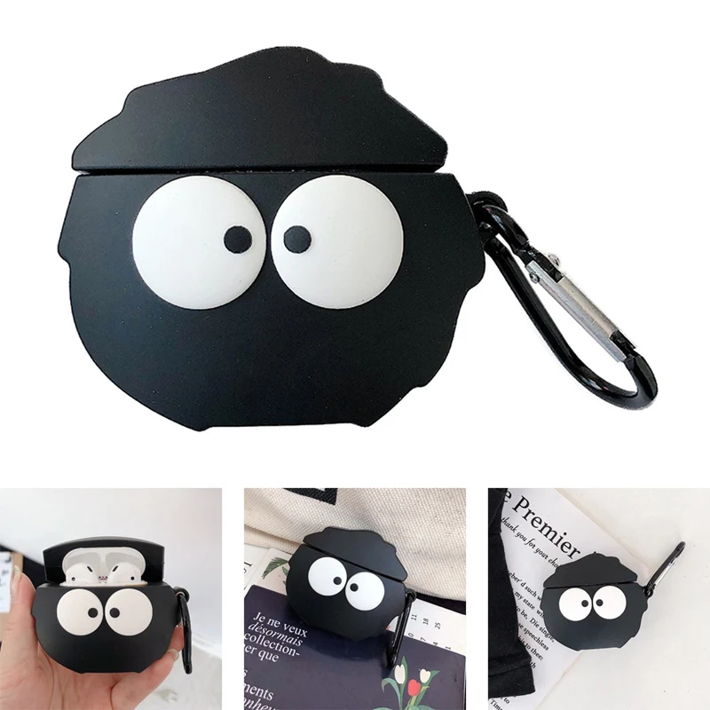 Черный силиконовый наушник Totoro Briquettes чехол для Apple airpods Брелок чехол Аксессуары Защитный чехол Bluetooth чехлы