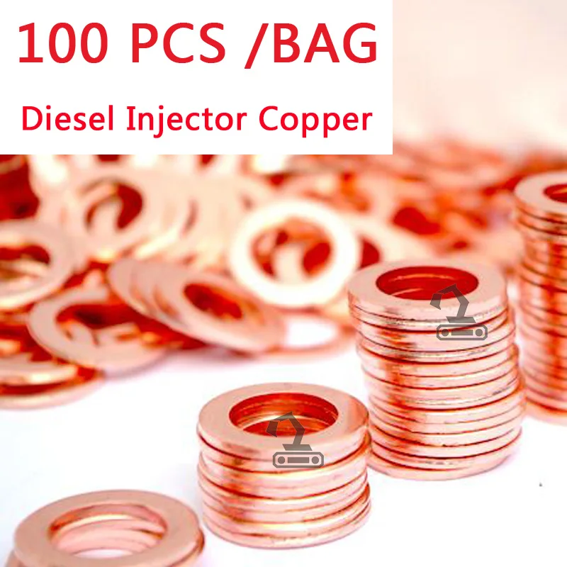 Diesel Injector Gasket 100pcs 7x15mm EURO-III common rail injector nozzle copper pad for diesel injector sealing