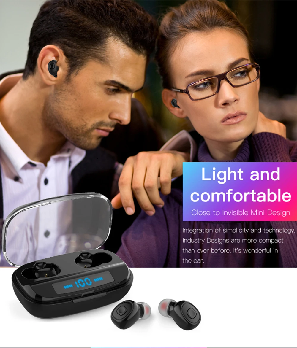 Ubeamer XI10S беспроводные наушники Bluetooth 5,0 TWS светодиодный дисплей с 3000 мАч зарядным устройством гарнитура с микрофоном