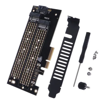 

M Key B KEY Dual interface Card NVME+SATA M.2 NGFF to PCIe 4x 2230 2242 2260 2280 22110 Adapter Card