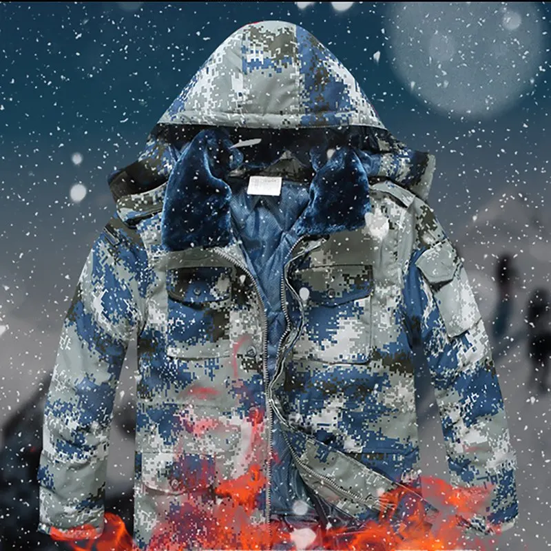 

Keep warm Hooded Jacket Thick Cold-proof Rainproof Water Resistant Softshell Cotton Coat City Outwear Sportswear