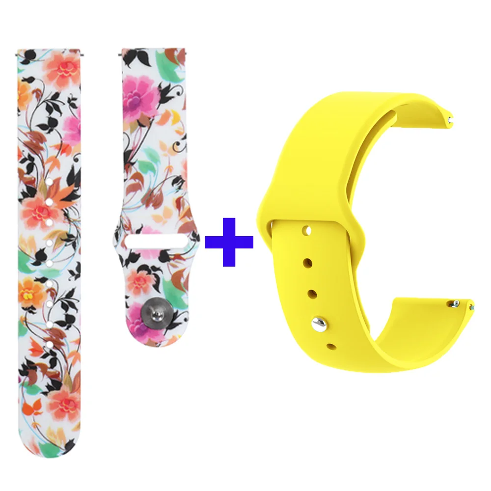 yanzi-yellow 2 шт. ремешок для часов с розовыми цветами для Amazfit Bip/GTR 42Mmm samsung gear S2 classic/gear Sport/Galaxy Watch 42 мм ремешок для часов - Цвет: yanzi-yellow