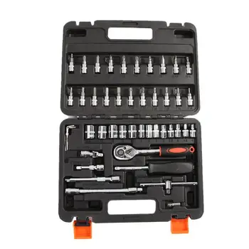 

NEW 46pcs Combination Tool Set Ratchet Wrench Socket Screwdriver Kit with Plastic Toolbox Household Car Repair Hand Tool Set