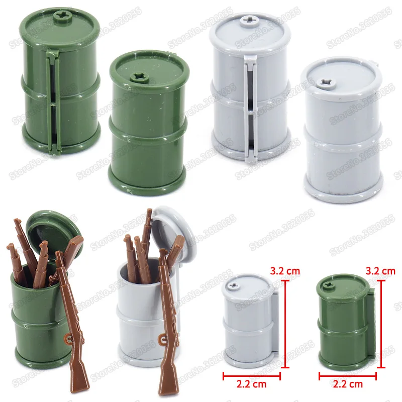 

Legoinglys Oil Drum Military Supplies Building Block Accessories Assemble Diy Figures WW2 Scenes Model PUBG Educational Gift Toy