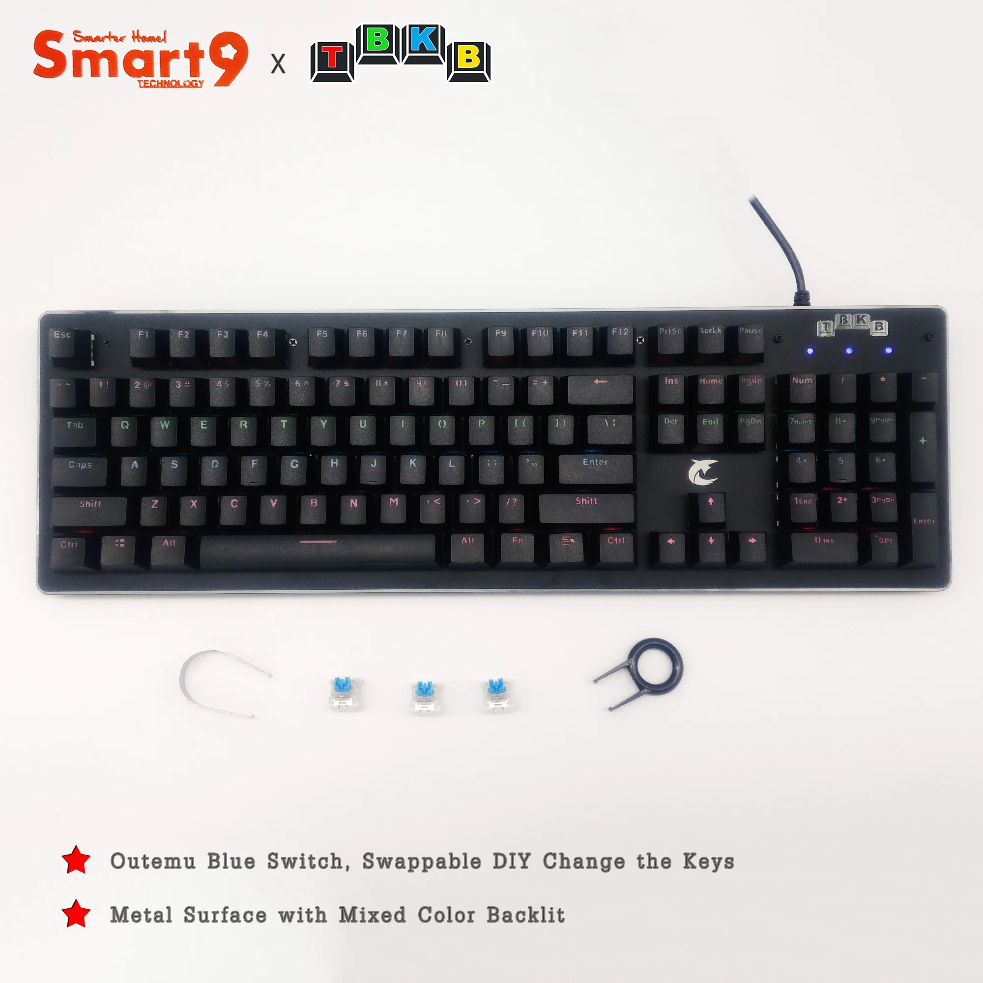 Smart9 x TBKB 104Key синий переключатель горячей замены двойные колпачки для ключей